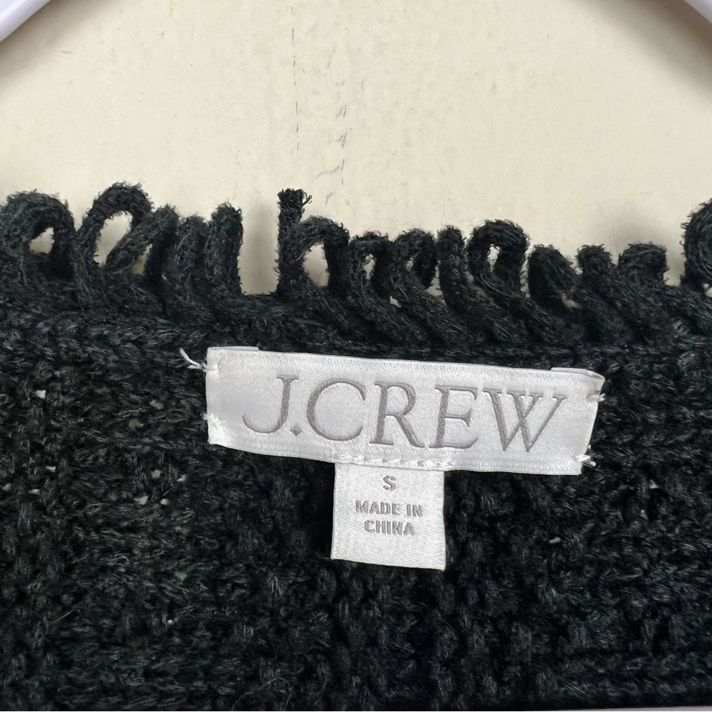 J. Crew Textured Cable-Knit Lady Jacket with Fringe Small Black - Picture 7 of 10